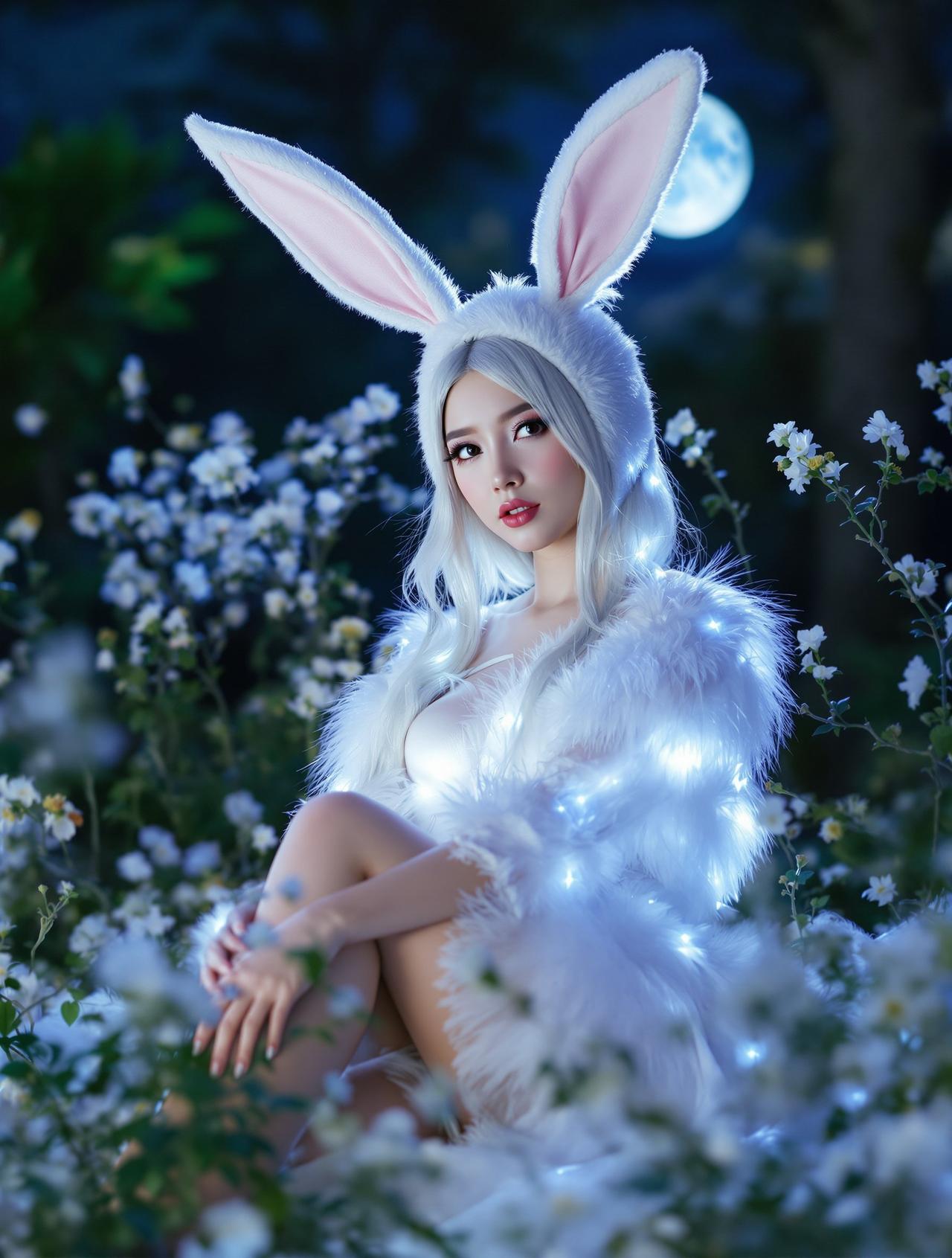 美图集 - 月光下的白色幻想 - 兔女郎 - 唯美写真作品